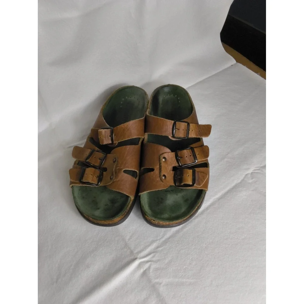 Mephisto Zack Men's Brown Leather Comfort 3-strap Sandal Size 9.5 Made In France